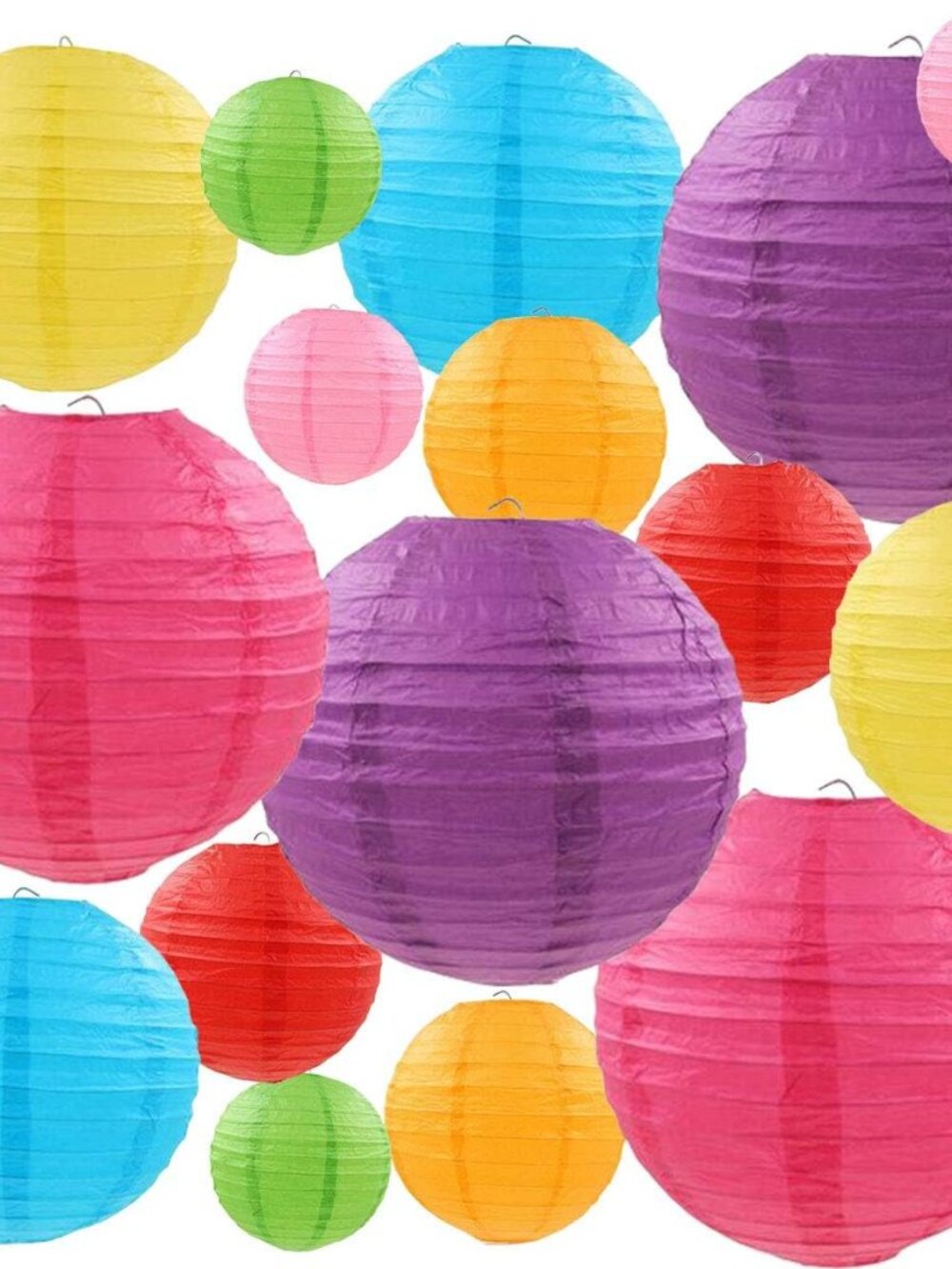 16 Pcs Colorful Paper Lanterns Multicolor,Size of 4”, 6”, 8”, 10” - Chinese/Japa